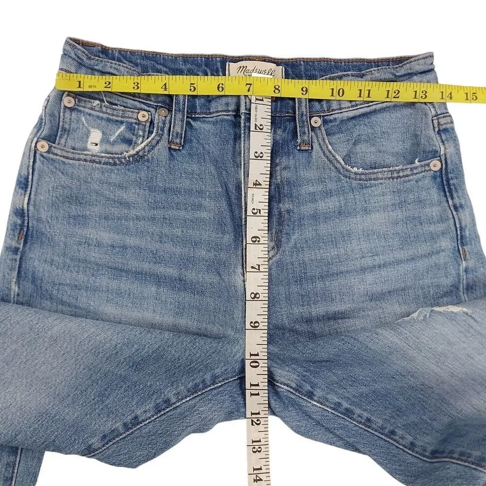 Madewell The High-Rise Slim Boyjean Womens 24 Blue Distressed Premium Denim
